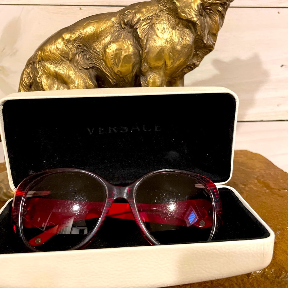 Versace Red Zebra Stripe Statement Sunglasses
